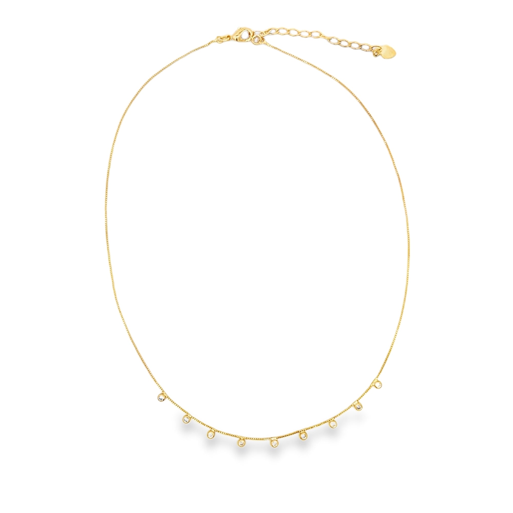 CZ Drop Choker Necklace – Dainty Gold Choker Necklace (H48A)