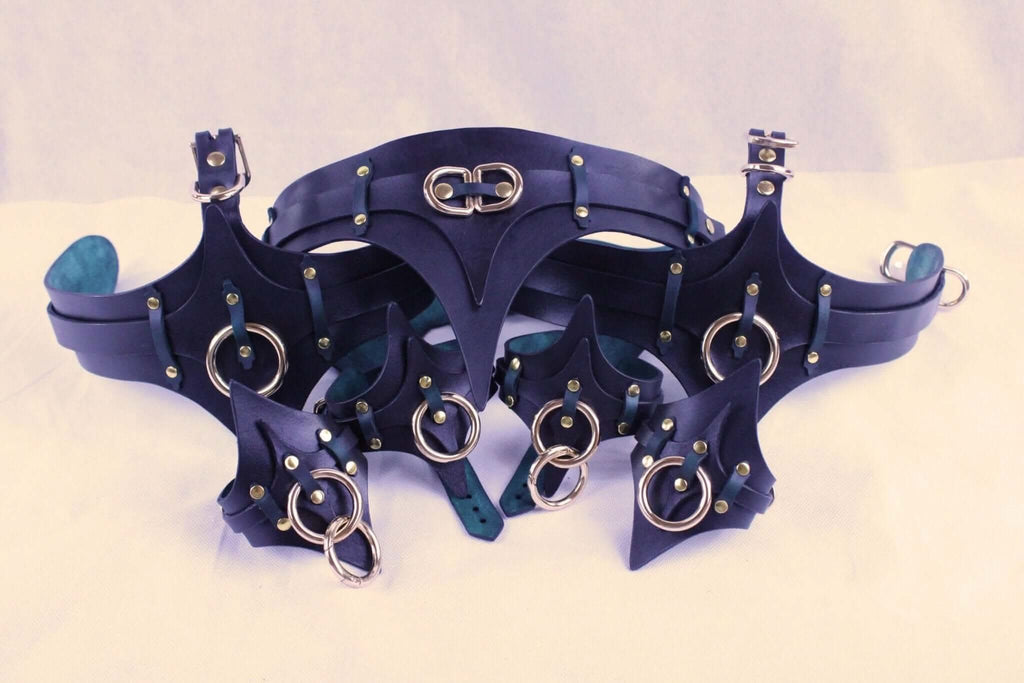 BDSM Gear Leather Thigh Harness  Cuffs Set for BDSM Bondage Play