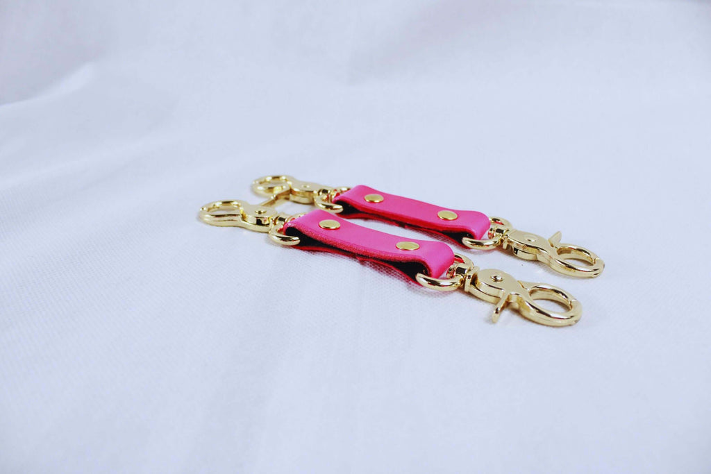 BDSM Connectors - Short Strap Pair for Cuffs Collars  Harness Play