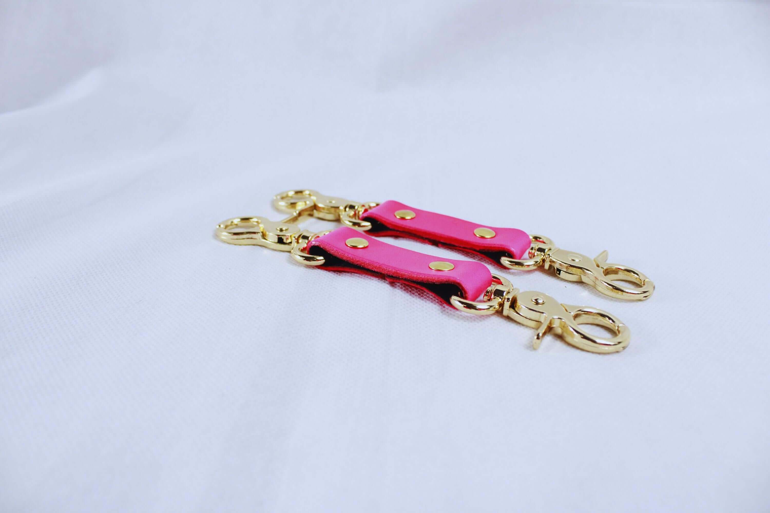 BDSM Connectors - Short Strap Pair for Cuffs Collars  Harness Play