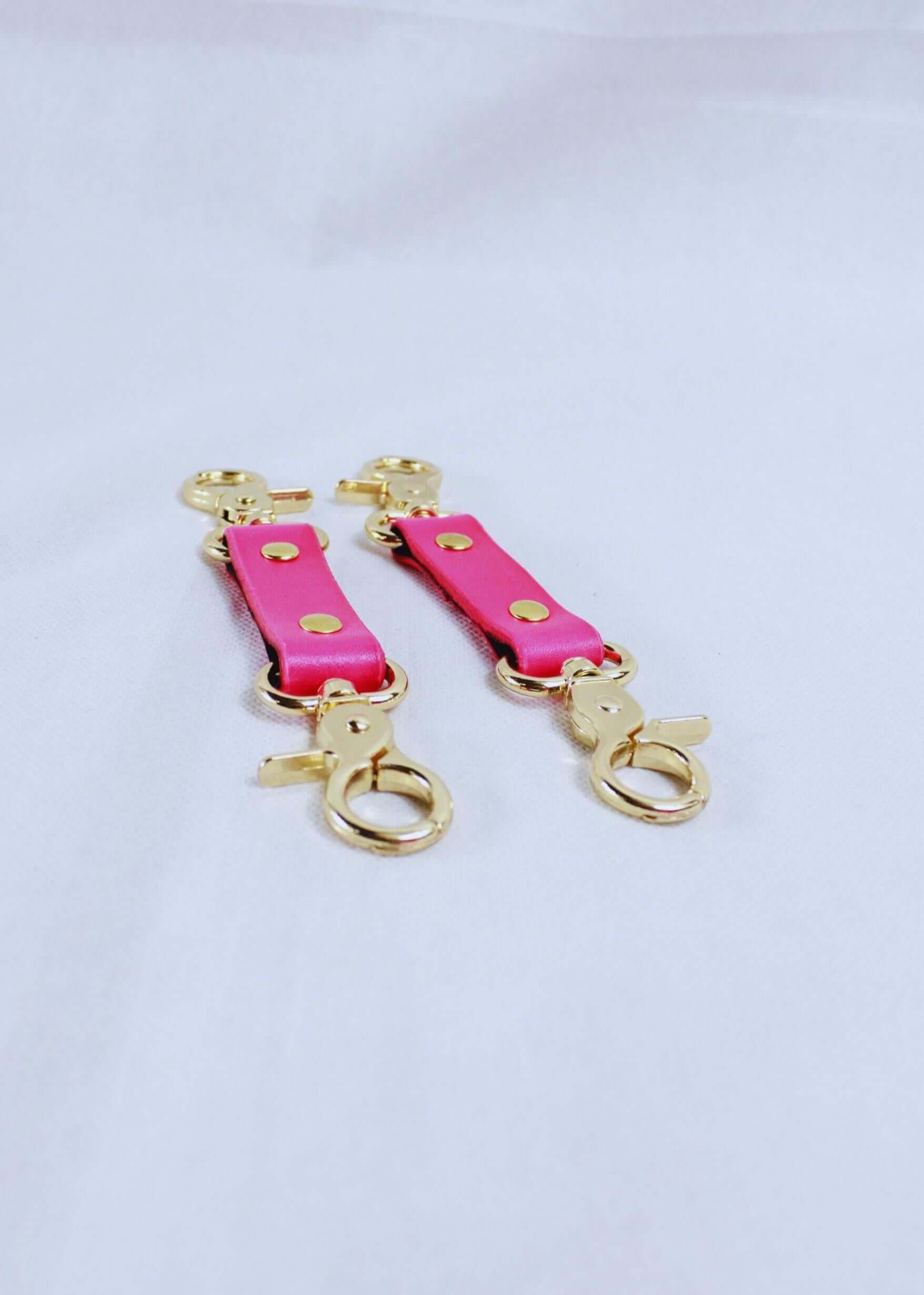BDSM Connectors - Short Strap Pair for Cuffs Collars  Harness Play
