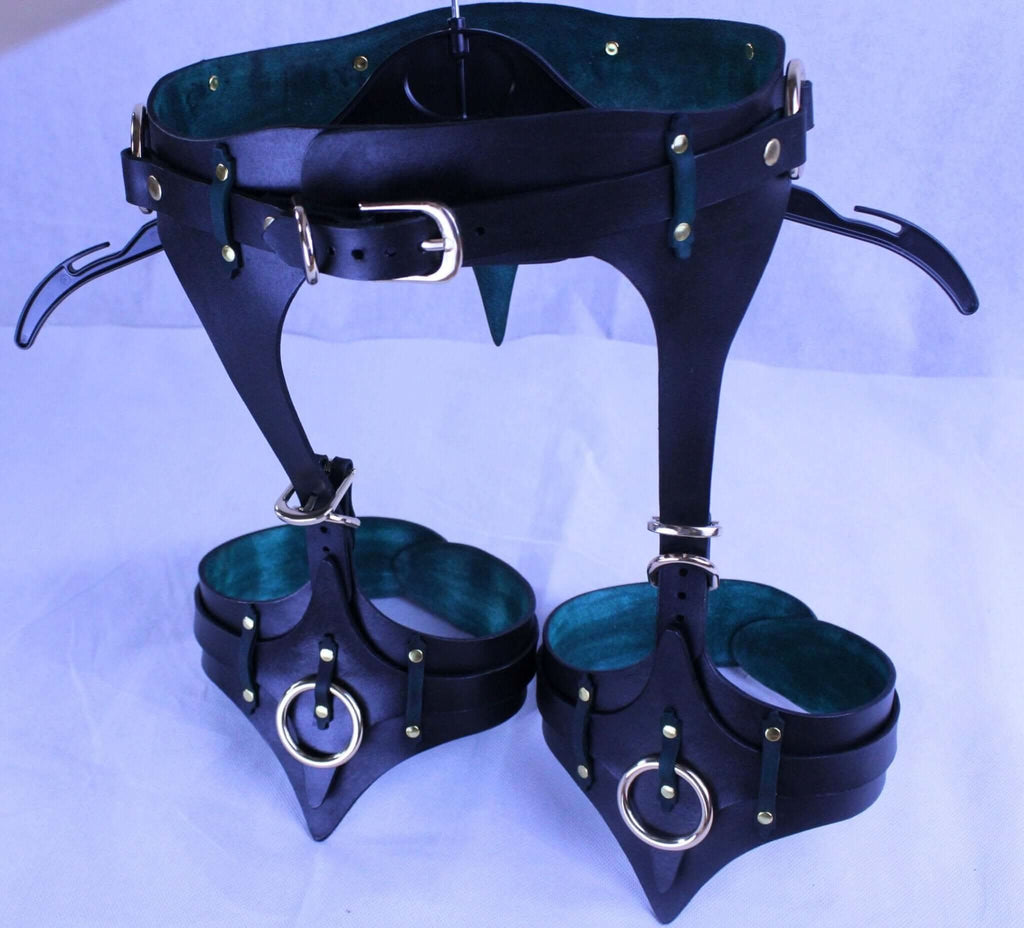 BDSM Gear Leather Thigh Harness with Cuffs  BDSM Collar for Submissive